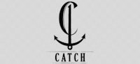 a black and white logo with the word catch